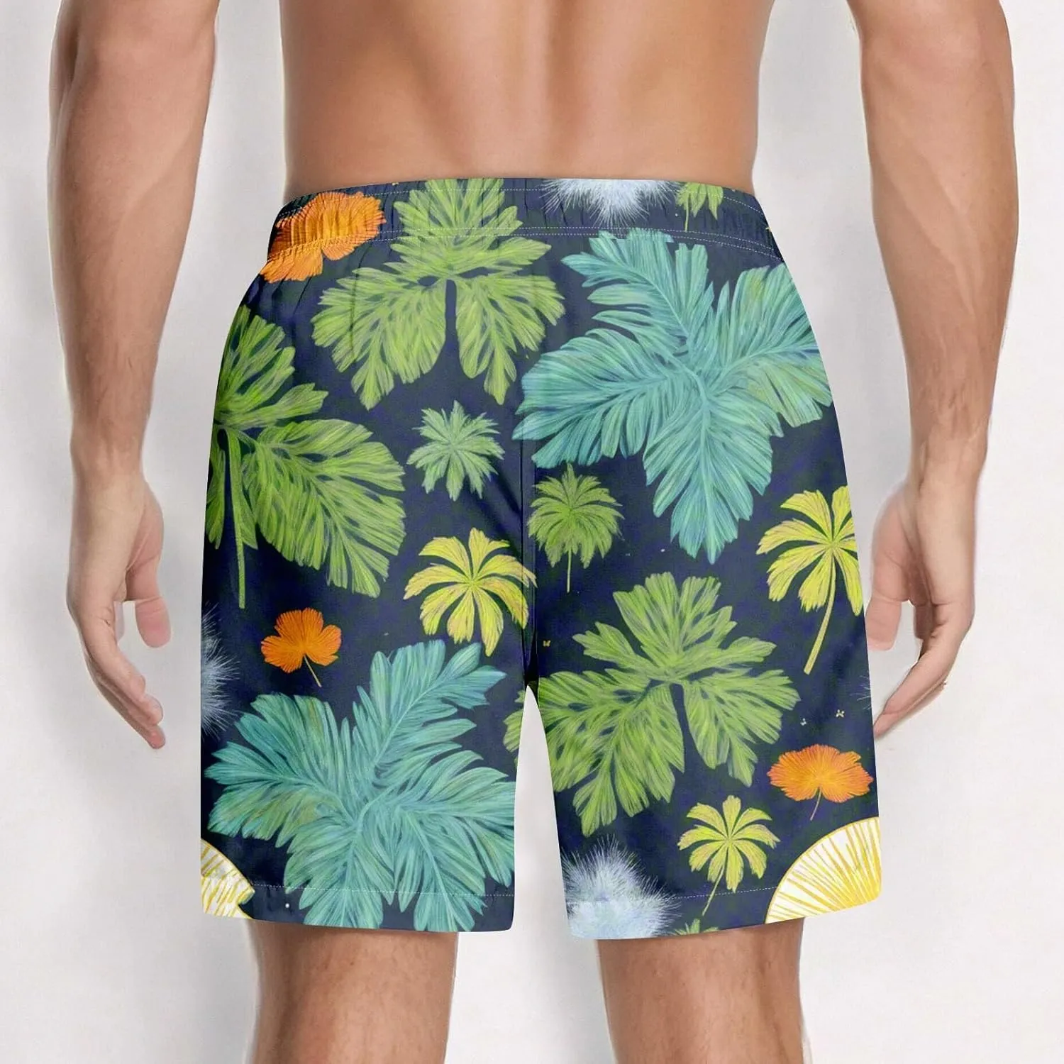 Men's Swim Trunks Compression Shorts Men Printed Swimwear Fishing Stretch Travel Tropical Dissolving Beach Lightweight