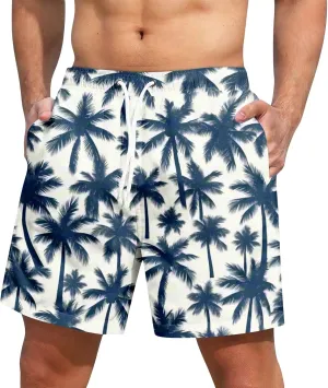 Men's Swim Trunks Compression Shorts Men Printed Swimwear Fishing Stretch Travel Tropical Dissolving Beach Lightweight
