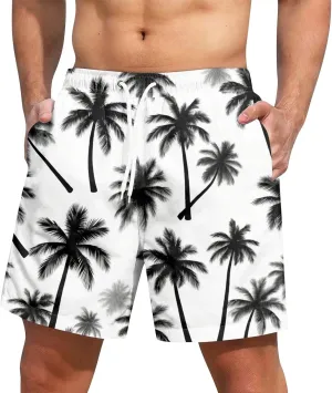 Men's Swim Trunks Compression Shorts Men Printed Swimwear Fishing Stretch Travel Tropical Dissolving Beach Lightweight