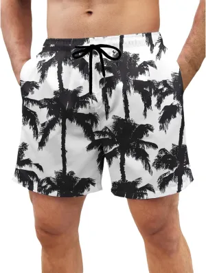 Men's Swim Trunks Hawaii Printed Board Shorts Quick Dry Drawstring Beach Shorts Regular Fit Breathable Swim Trunks