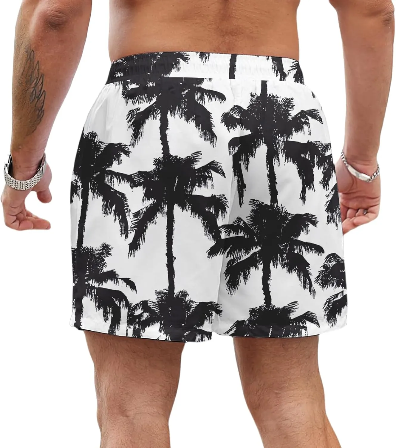 Men's Swim Trunks Hawaii Printed Board Shorts Quick Dry Drawstring Beach Shorts Regular Fit Breathable Swim Trunks