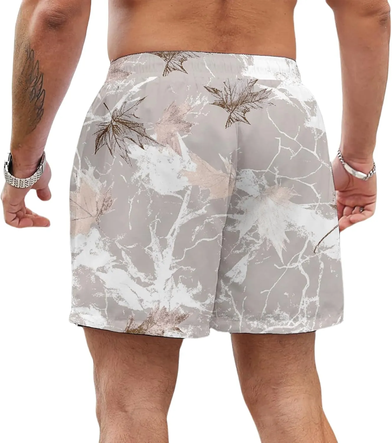 Men's Swim Trunks Hawaii Printed Board Shorts Quick Dry Drawstring Beach Shorts Regular Fit Breathable Swim Trunks
