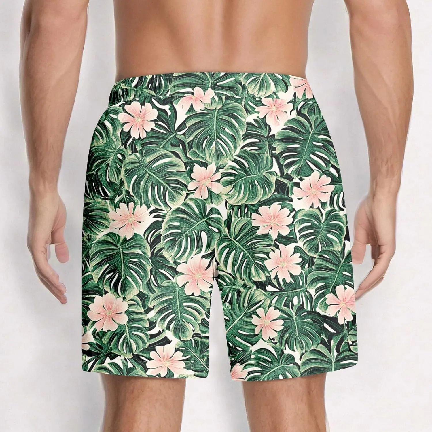 Mens Swim Trunks Quick Dry Hawaiian Board Shorts Stretch Bathing Suit Swimsuits with Pockets