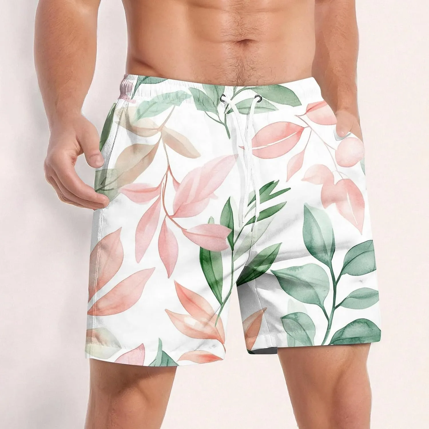 Mens Swim Trunks Quick Dry Hawaiian Board Shorts Stretch Bathing Suit Swimsuits with Pockets