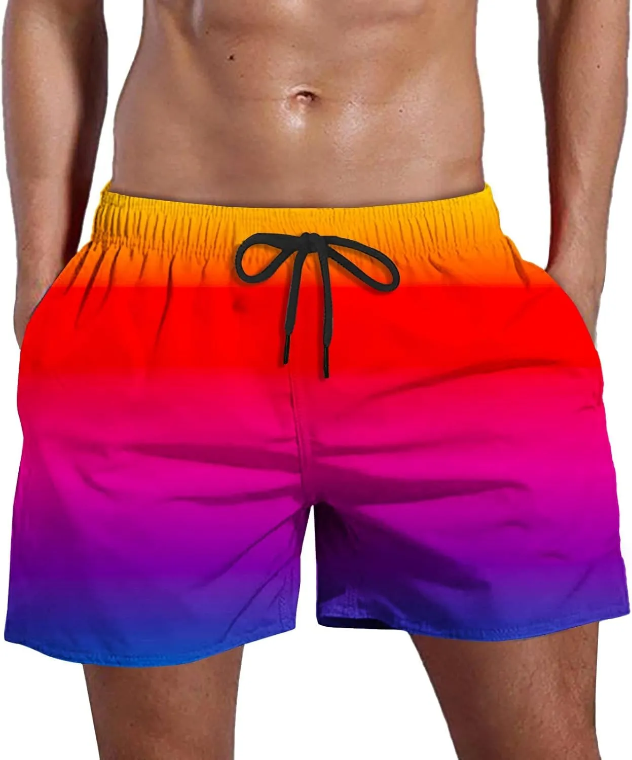 Men's Swim Trunks Quick Dry Shorts Board Solid Blue Mens Surfing Loose Plus Size Big and Tall Casual Swimming Bathing