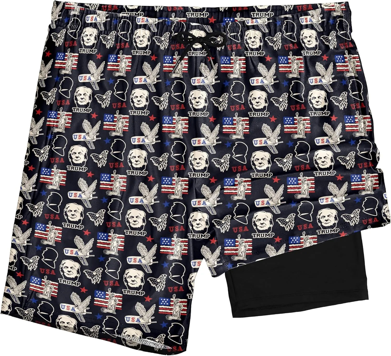 Mens Swim Trunks with Compression Liner 2-in-1 Swimming Shorts Stretch Dry Fit Board Shorts Bathing Suit for Men