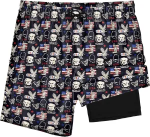 Mens Swim Trunks with Compression Liner 2-in-1 Swimming Shorts Stretch Dry Fit Board Shorts Bathing Suit for Men