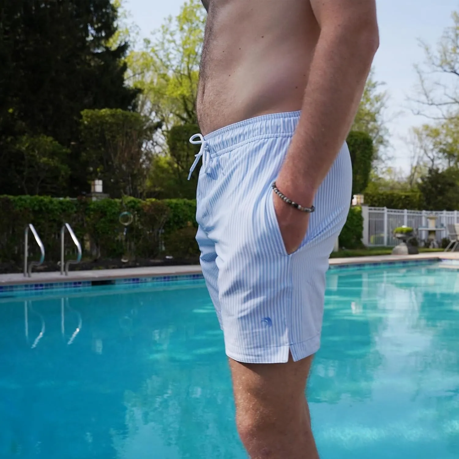 Mens Swim Trunks with Compression Liner Anti Chafing 7 inch Inseam Stretch Quick Dry Swim Shorts with Phone Pocket