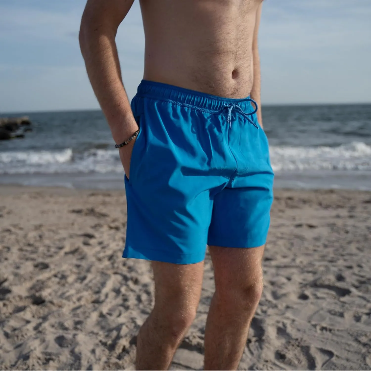 Mens Swim Trunks with Compression Liner Anti Chafing 7 inch Inseam Stretch Quick Dry Swim Shorts with Phone Pocket