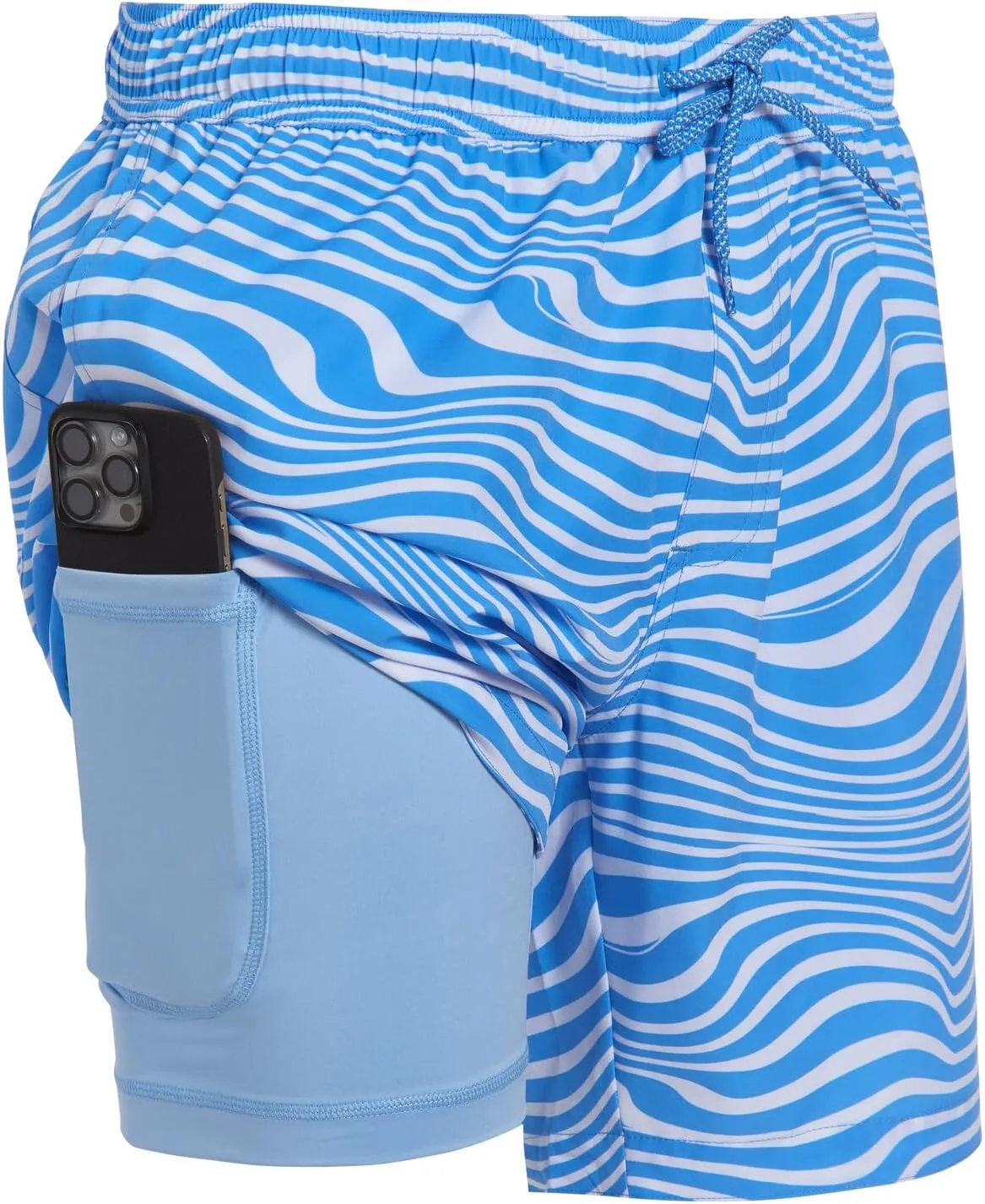 Mens Swim Trunks with Compression Liner Anti Chafing 7 inch Inseam Stretch Quick Dry Swim Shorts with Phone Pocket
