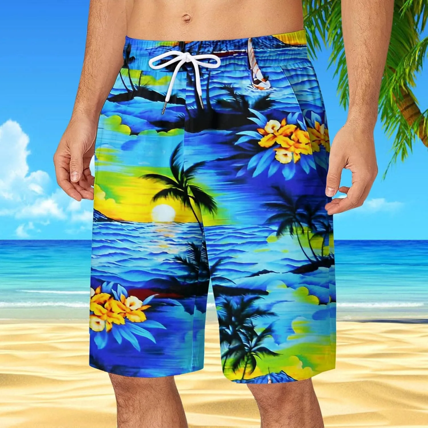 Mens Swim Trunks with Pockets Swim Shorts Quick Dry 4-Way Repellent Beach Swimwear Men's Swimming Trunks Quick Dry
