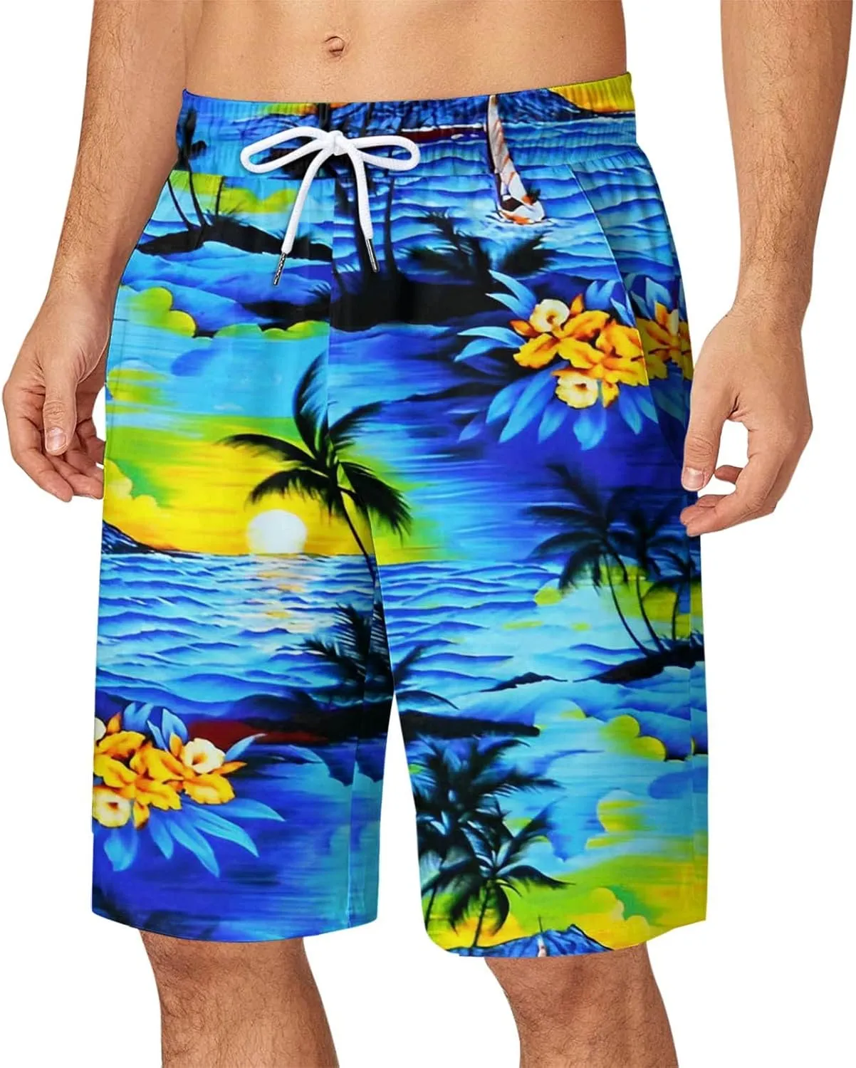 Mens Swim Trunks with Pockets Swim Shorts Quick Dry 4-Way Repellent Beach Swimwear Men's Swimming Trunks Quick Dry