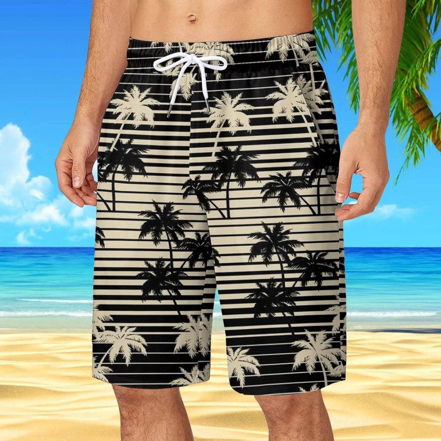 Mens Swim Trunks with Pockets Swim Shorts Quick Dry 4-Way Repellent Beach Swimwear Men's Swimming Trunks Quick Dry