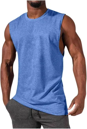 Mens Workout Sleeveless Shirts 2025 Summer Beach Soft Cotton Casual Stringer Tank Tops Bodybuilding Fitness T-Shirts