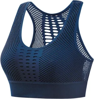 Mesh Sports Bras for Women Breathable High Support Gym Yoga Bra 2025 Summer Underwear Bra Workout Crop Tops