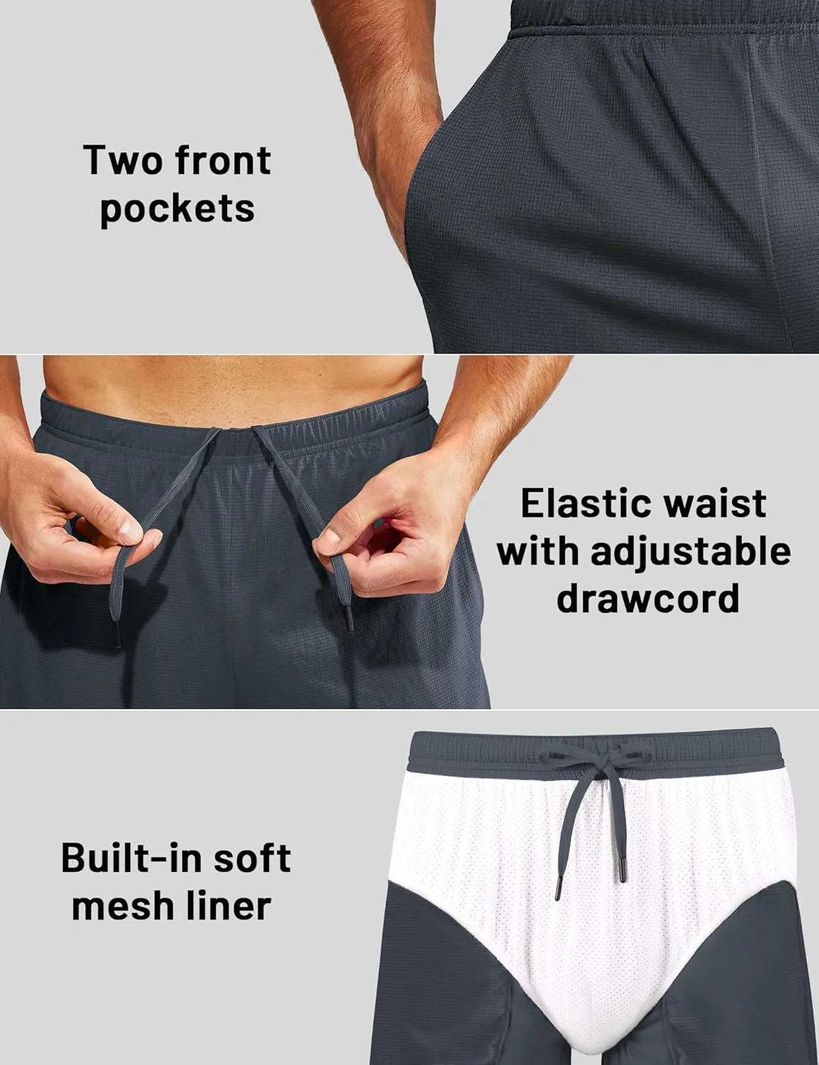 MIER Men's 3''/5'' Athletic Running Shorts with Liner Quick Dry Active Lightweight Gym Sports Workout Shorts for Men