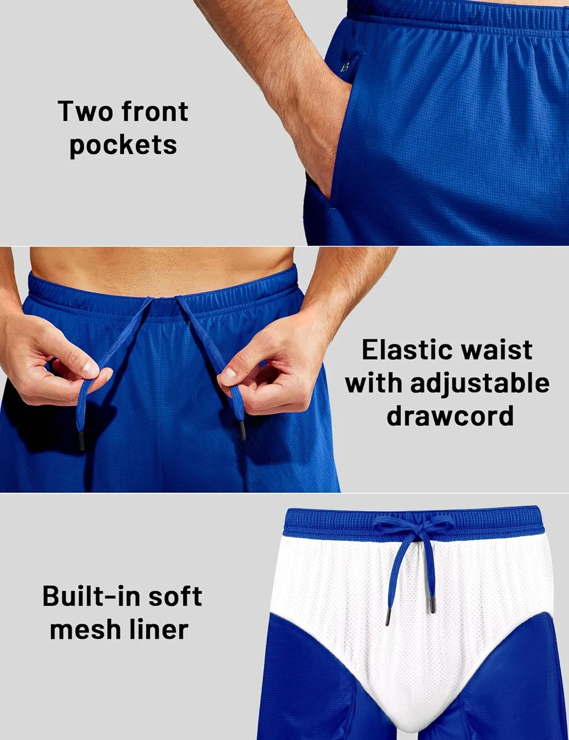 MIER Men's 3''/5'' Athletic Running Shorts with Liner Quick Dry Active Lightweight Gym Sports Workout Shorts for Men