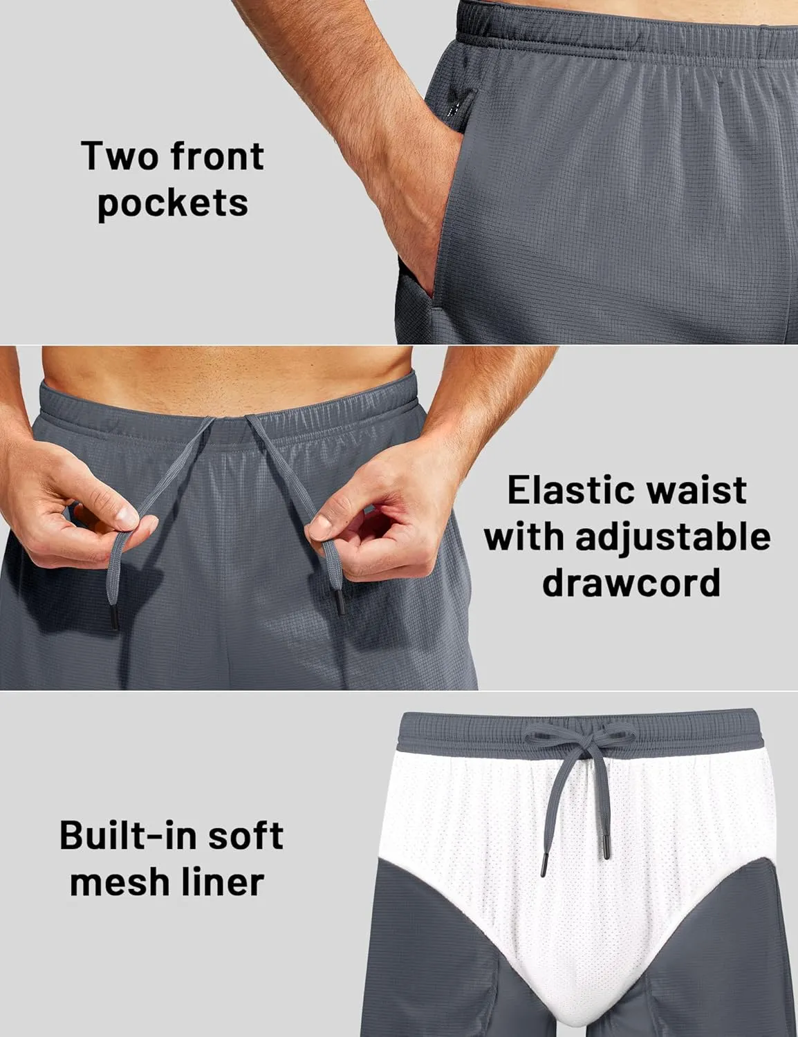 MIER Men's 3''/5'' Athletic Running Shorts with Liner Quick Dry Active Lightweight Gym Sports Workout Shorts for Men