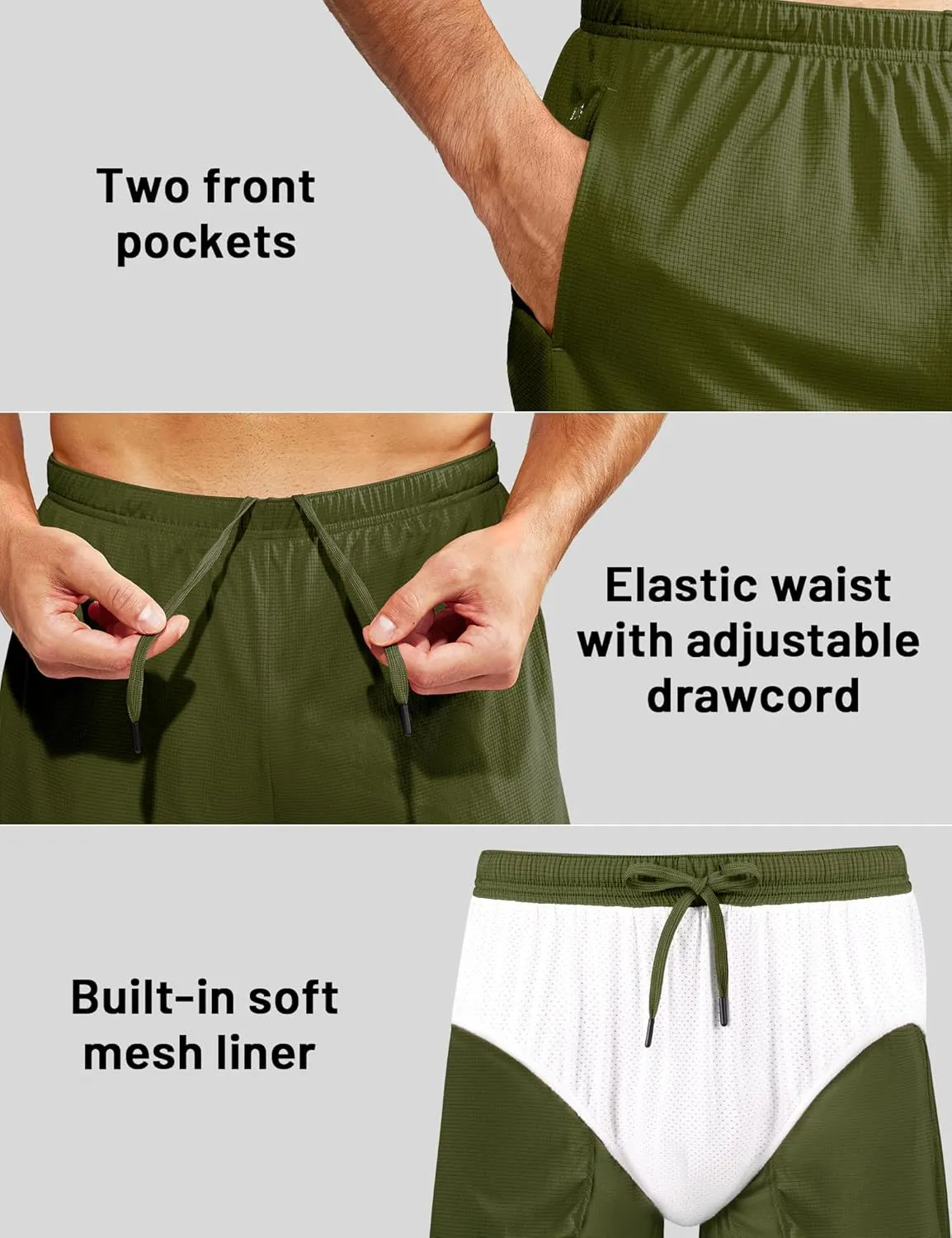 MIER Men's 3''/5'' Athletic Running Shorts with Liner Quick Dry Active Lightweight Gym Sports Workout Shorts for Men