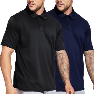 MIER Men's Quick Dry Polo Shirts Polyester Casual Collared Shirts Short Sleeve, Moisture-Wicking, Sun Protection