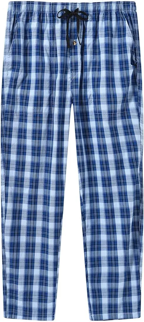 MoFiz Men's Pajama Bottom Pants Sleepwear Lounging Relaxed House PJS Pants with Drawstring Button Fly 3-Pack
