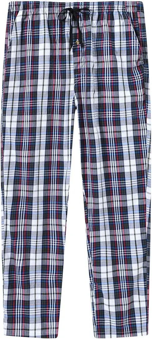 MoFiz Men's Pajama Bottom Pants Sleepwear Lounging Relaxed House PJS Pants with Drawstring Button Fly 3-Pack