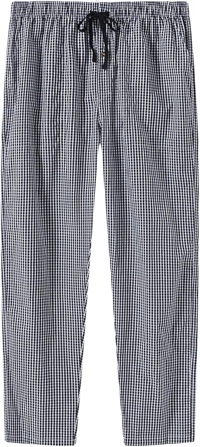 MoFiz Men's Pajama Bottom Pants Sleepwear Lounging Relaxed House PJS Pants with Drawstring Button Fly 3-Pack