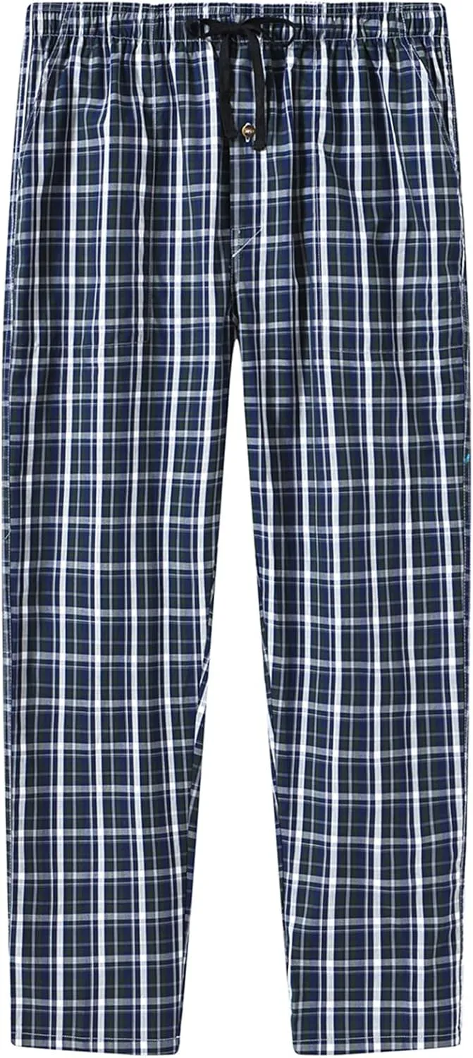 MoFiz Men's Pajama Bottom Pants Sleepwear Lounging Relaxed House PJS Pants with Drawstring Button Fly 3-Pack