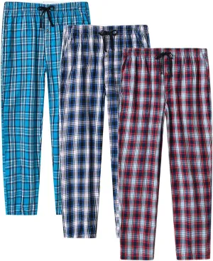 MoFiz Men's Pajama Pants Ultra Lightweight Pjs Bottoms Sleepwear Bottom Pants with Pocket Drawstring 3-Pack