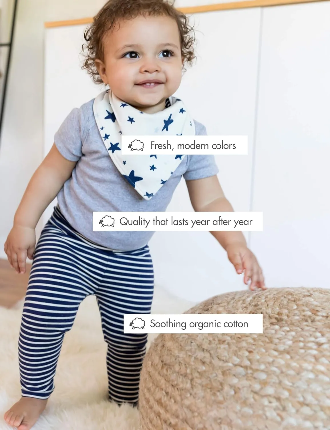 Moon and Back Hanna Andersson Baby Girls' Organic Cotton Bodysuit, Pant and Cap Gift Set