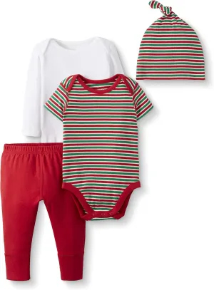 Moon and Back Hanna Andersson Baby Girls' Organic Cotton Bodysuit, Pant and Cap Gift Set