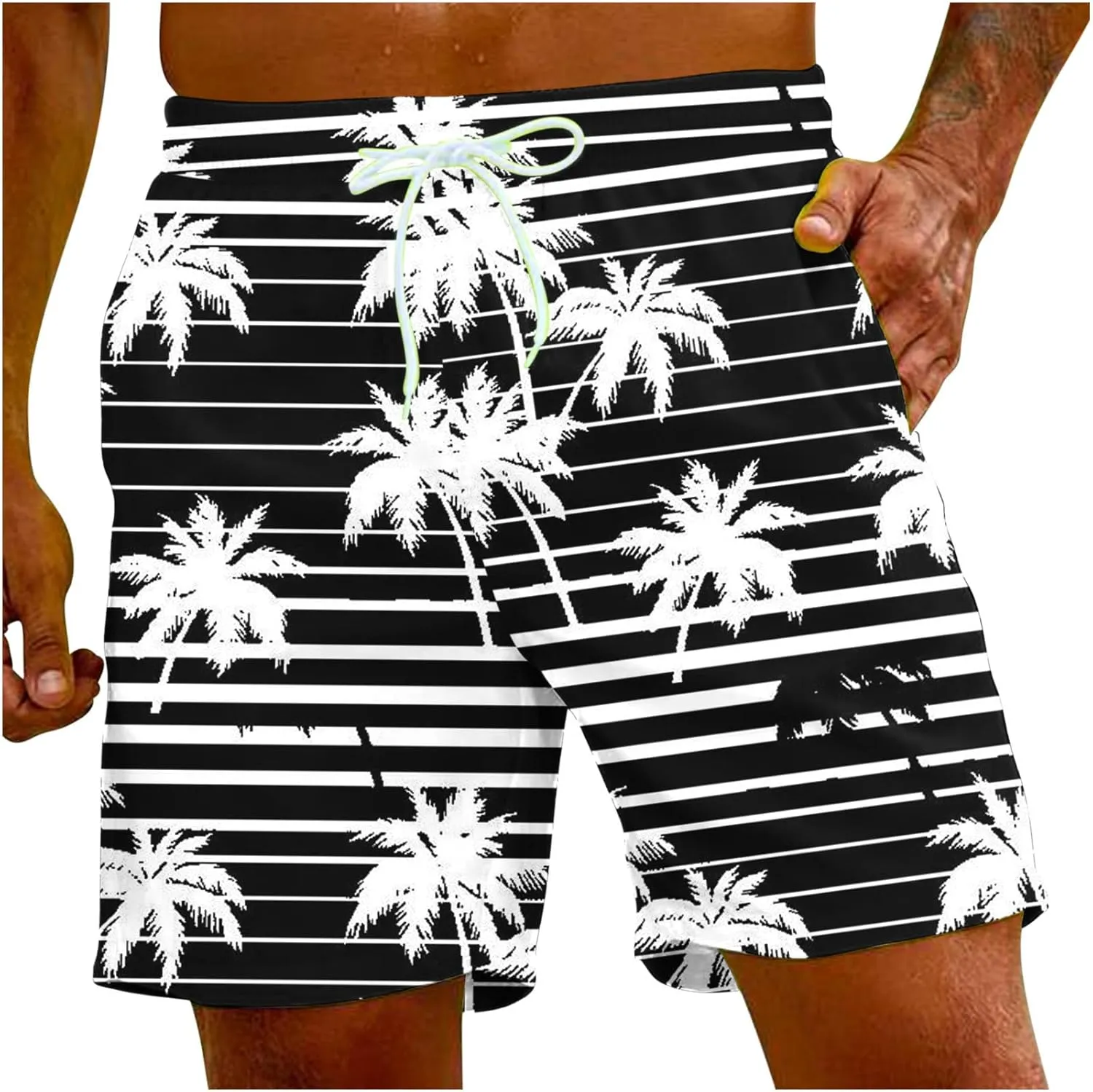 Muscularfit Mens Stretch Swim Trunks 5 Inch Inseam Beach Surfing Board Shorts Hawaiian Summer Bathing Suit Quick Dry Swimwear