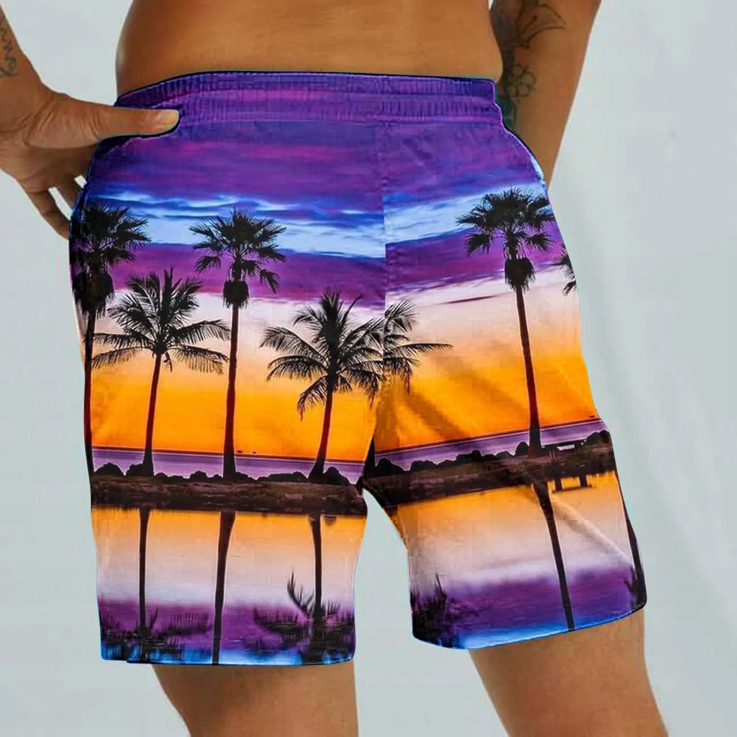 Muscularfit Mens Stretch Swim Trunks 5 Inch Inseam Beach Surfing Board Shorts Hawaiian Summer Bathing Suit Quick Dry Swimwear