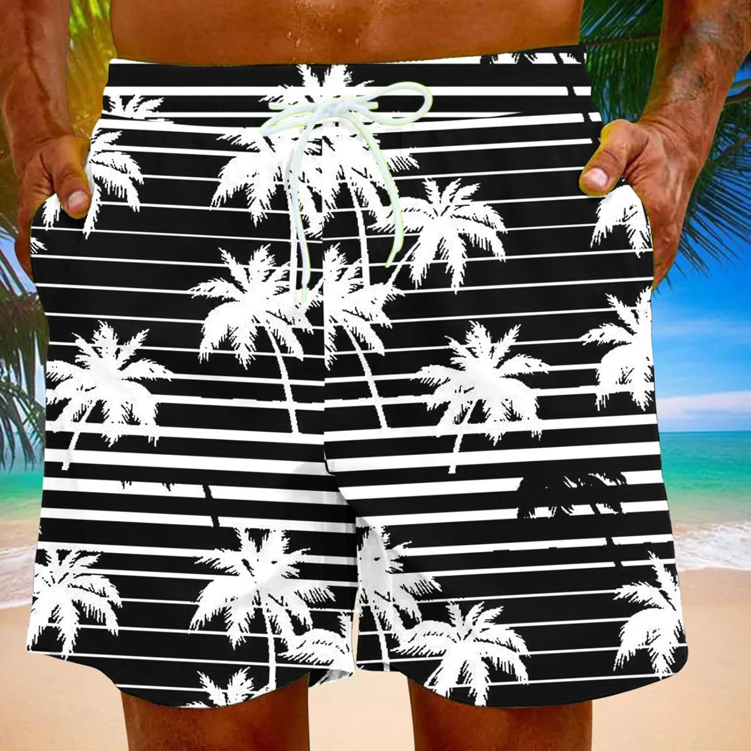 Muscularfit Mens Stretch Swim Trunks 5 Inch Inseam Beach Surfing Board Shorts Hawaiian Summer Bathing Suit Quick Dry Swimwear