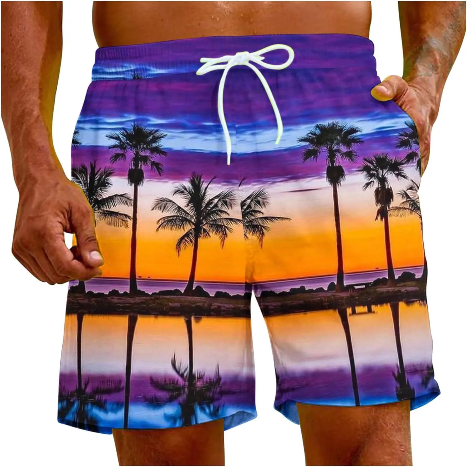Muscularfit Mens Stretch Swim Trunks 5 Inch Inseam Beach Surfing Board Shorts Hawaiian Summer Bathing Suit Quick Dry Swimwear