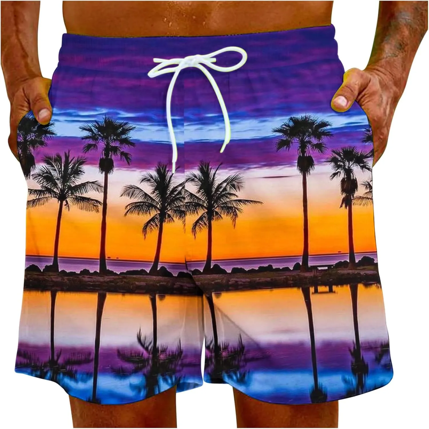 Muscularfit Mens Stretch Swim Trunks 5 Inch Inseam Beach Surfing Board Shorts Hawaiian Summer Bathing Suit Quick Dry Swimwear