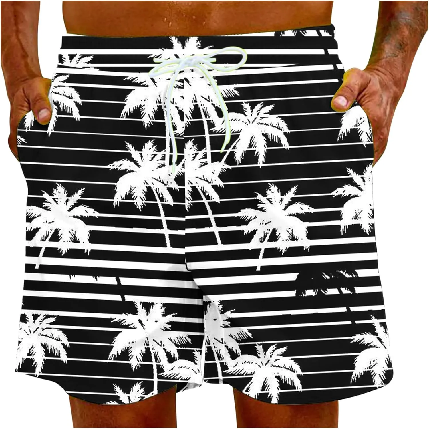Muscularfit Mens Stretch Swim Trunks 5 Inch Inseam Beach Surfing Board Shorts Hawaiian Summer Bathing Suit Quick Dry Swimwear