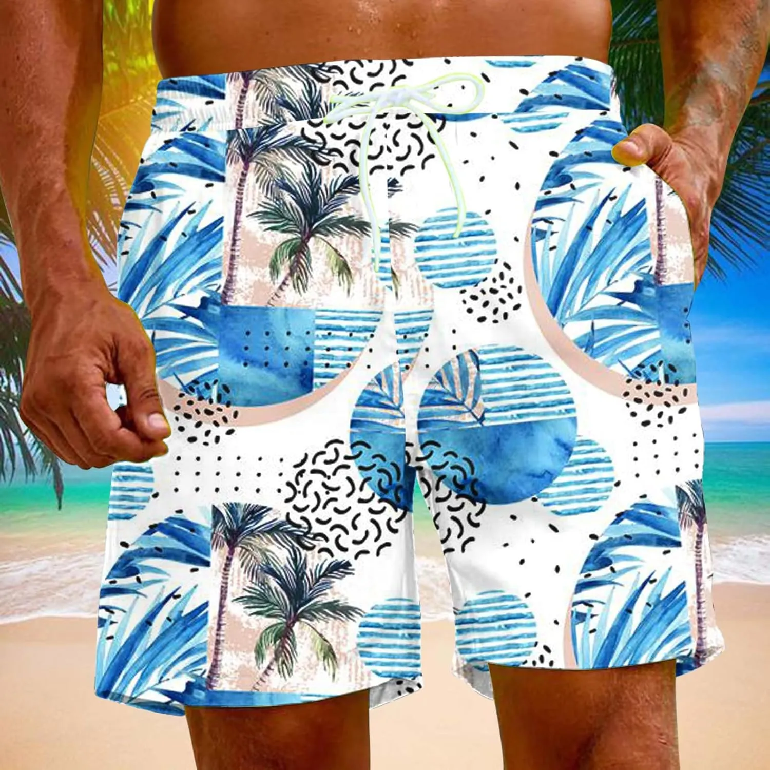Muscularfit Mens Stretch Swim Trunks 5 Inch Inseam Beach Surfing Board Shorts Hawaiian Summer Bathing Suit Quick Dry Swimwear