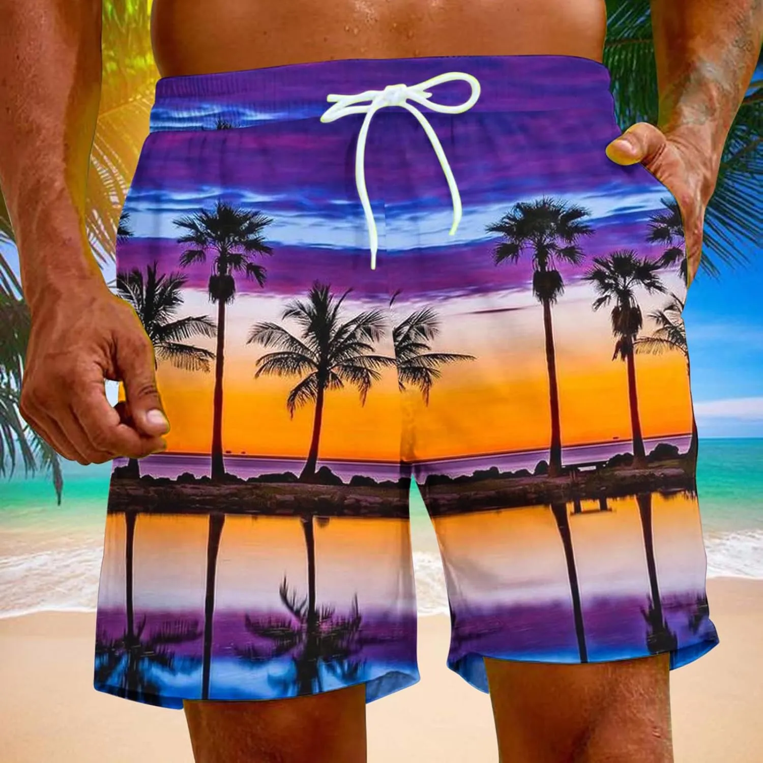 Muscularfit Mens Stretch Swim Trunks 5 Inch Inseam Beach Surfing Board Shorts Hawaiian Summer Bathing Suit Quick Dry Swimwear