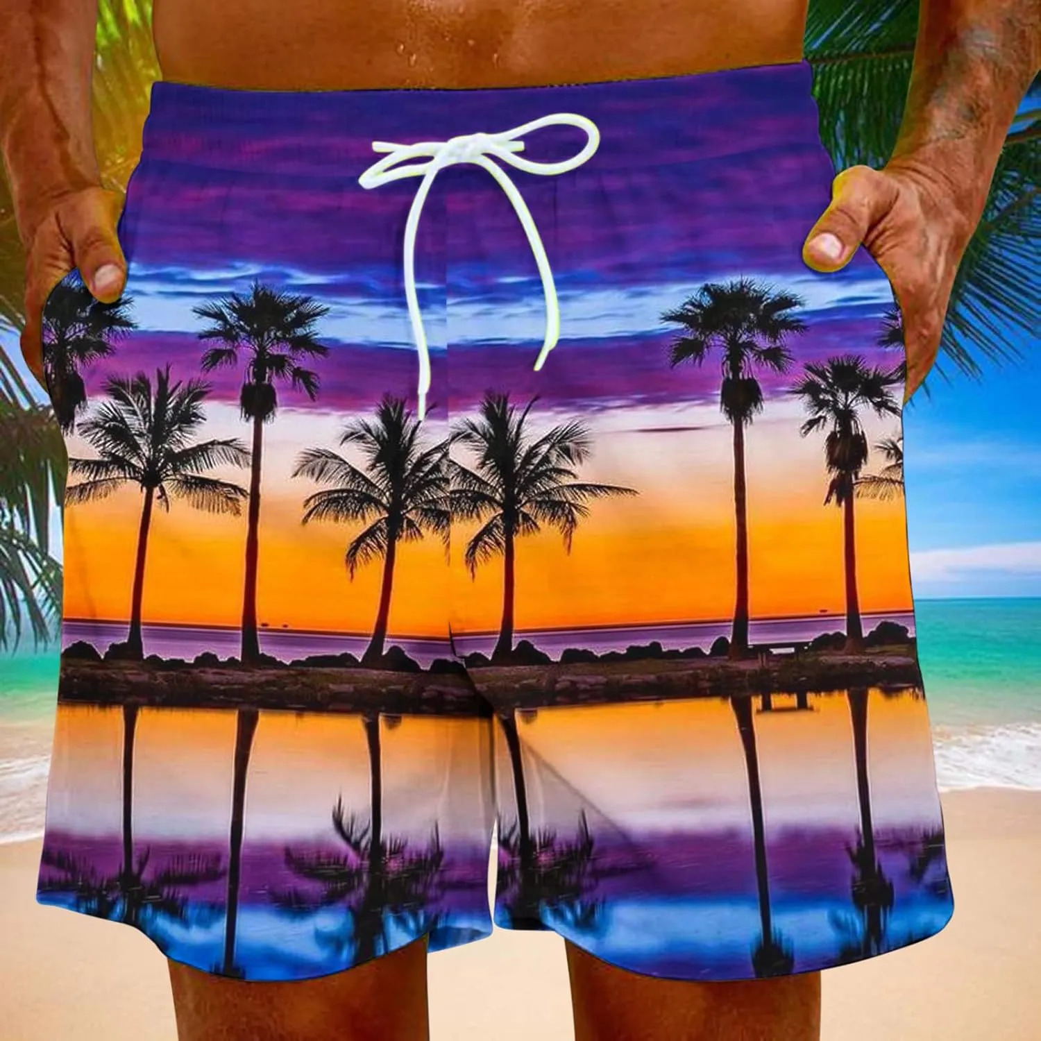 Muscularfit Mens Stretch Swim Trunks 5 Inch Inseam Beach Surfing Board Shorts Hawaiian Summer Bathing Suit Quick Dry Swimwear