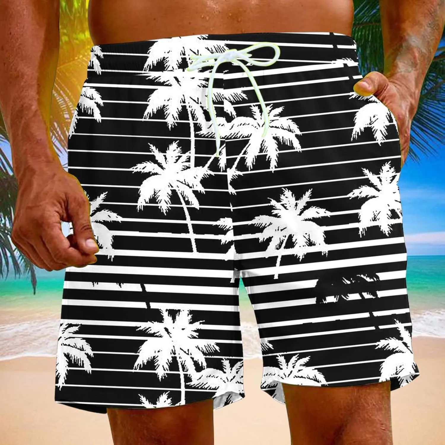 Muscularfit Mens Stretch Swim Trunks 5 Inch Inseam Beach Surfing Board Shorts Hawaiian Summer Bathing Suit Quick Dry Swimwear