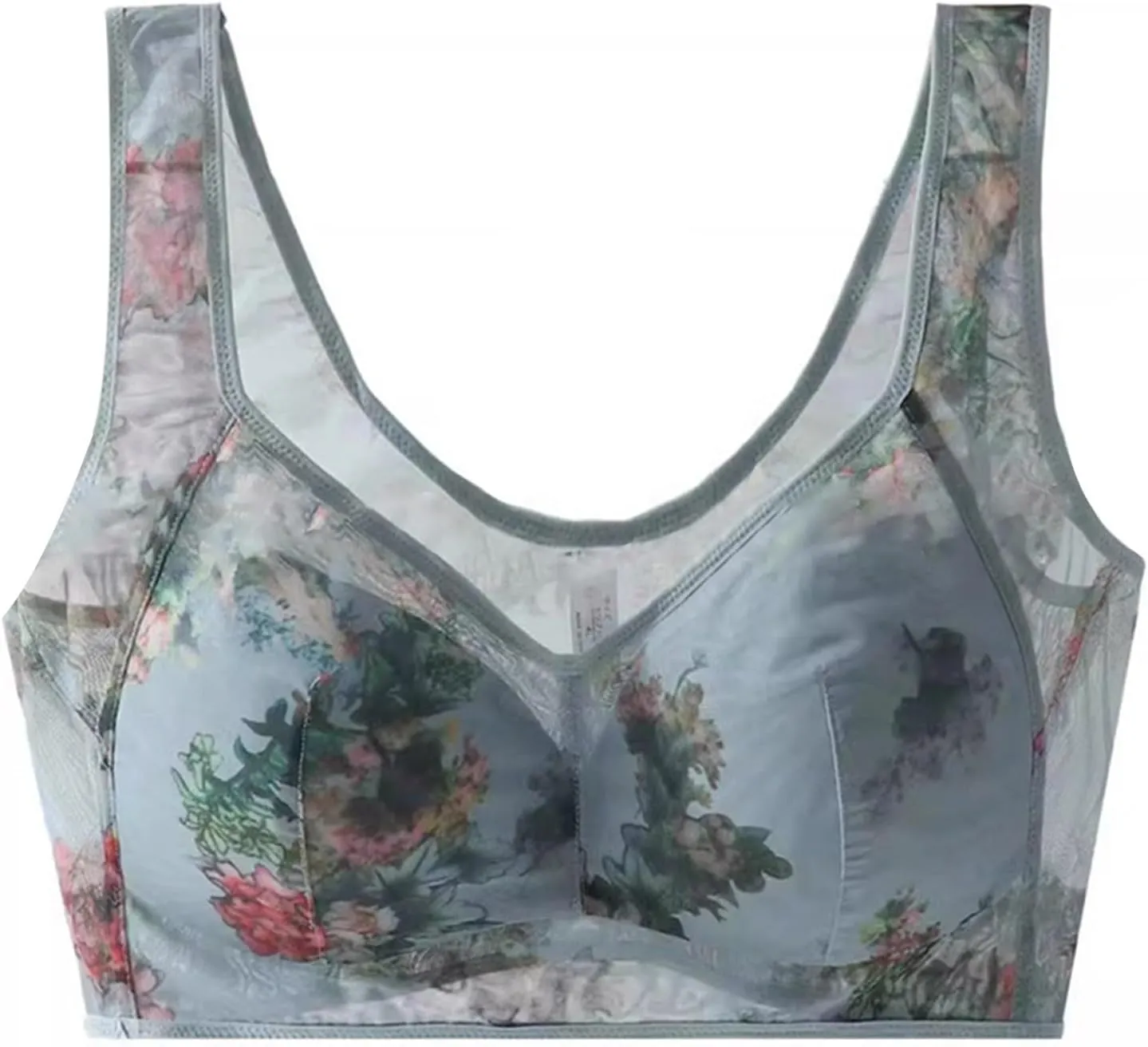 New Elle - Bloom Ice Silk Lace Cooling Comfort Bra 2024, Seamless Wireless Push up Bras for Women Everyday Underwear