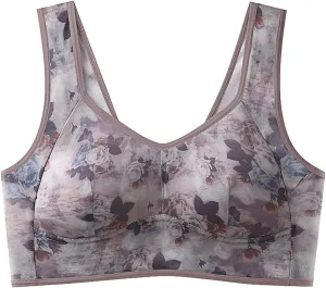 New Elle - Bloom Ice Silk Lace Cooling Comfort Bra 2024, Seamless Wireless Push up Bras for Women Everyday Underwear