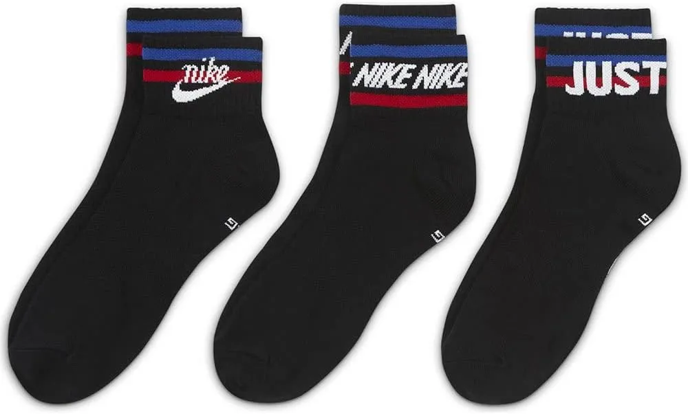 Nike Men`s Everyday Essential Cushioned Ankle Socks 3 Pack
