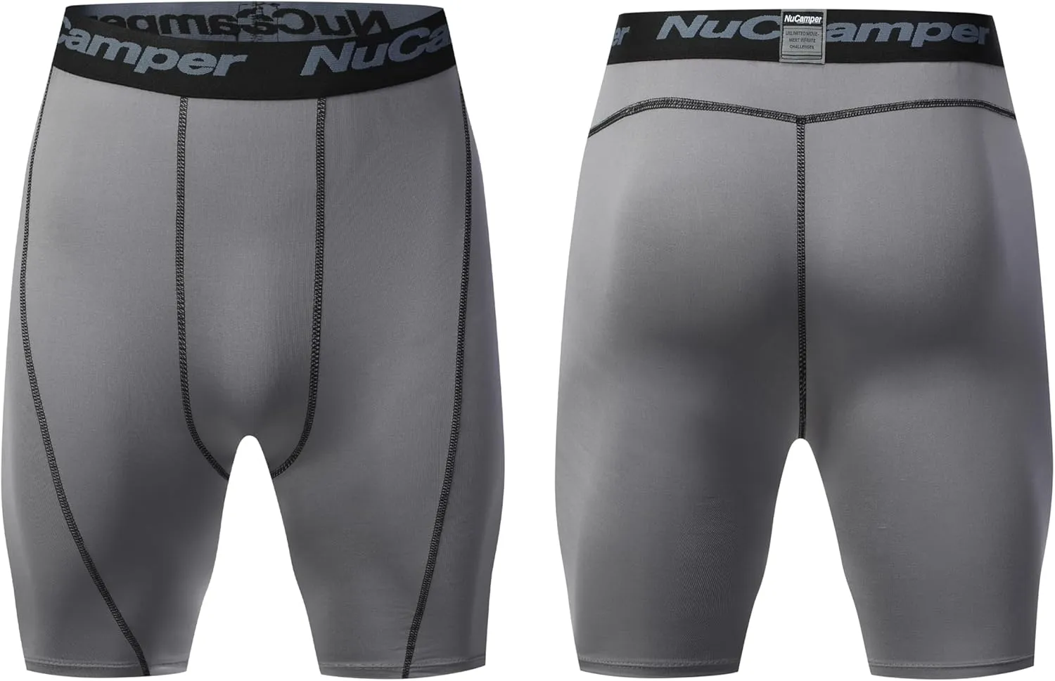 NuCamper Men's Compression Shorts Spandex Gym Baselayer Underwear Performance Workout Boxer Briefs Cool Dry Active Supporter