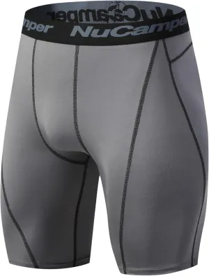 NuCamper Men's Compression Shorts Spandex Gym Baselayer Underwear Performance Workout Boxer Briefs Cool Dry Active Supporter