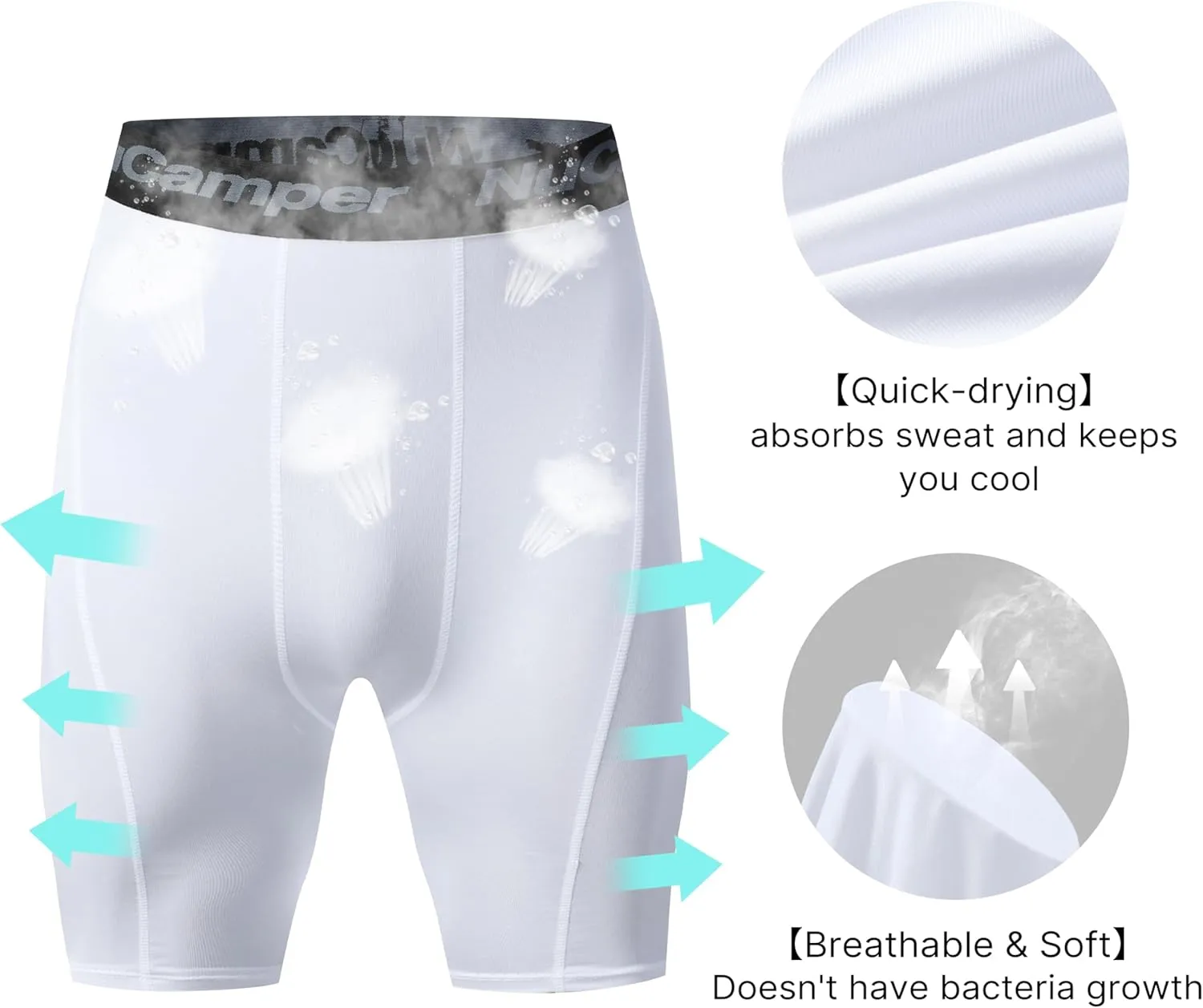 NuCamper Men's Compression Shorts Spandex Gym Baselayer Underwear Performance Workout Boxer Briefs Cool Dry Active Supporter