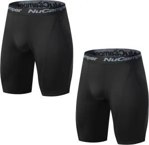 NuCamper Men's Compression Shorts Spandex Gym Baselayer Underwear Performance Workout Boxer Briefs Cool Dry Active Supporter