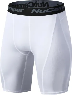 NuCamper Men's Compression Shorts Spandex Gym Baselayer Underwear Performance Workout Boxer Briefs Cool Dry Active Supporter