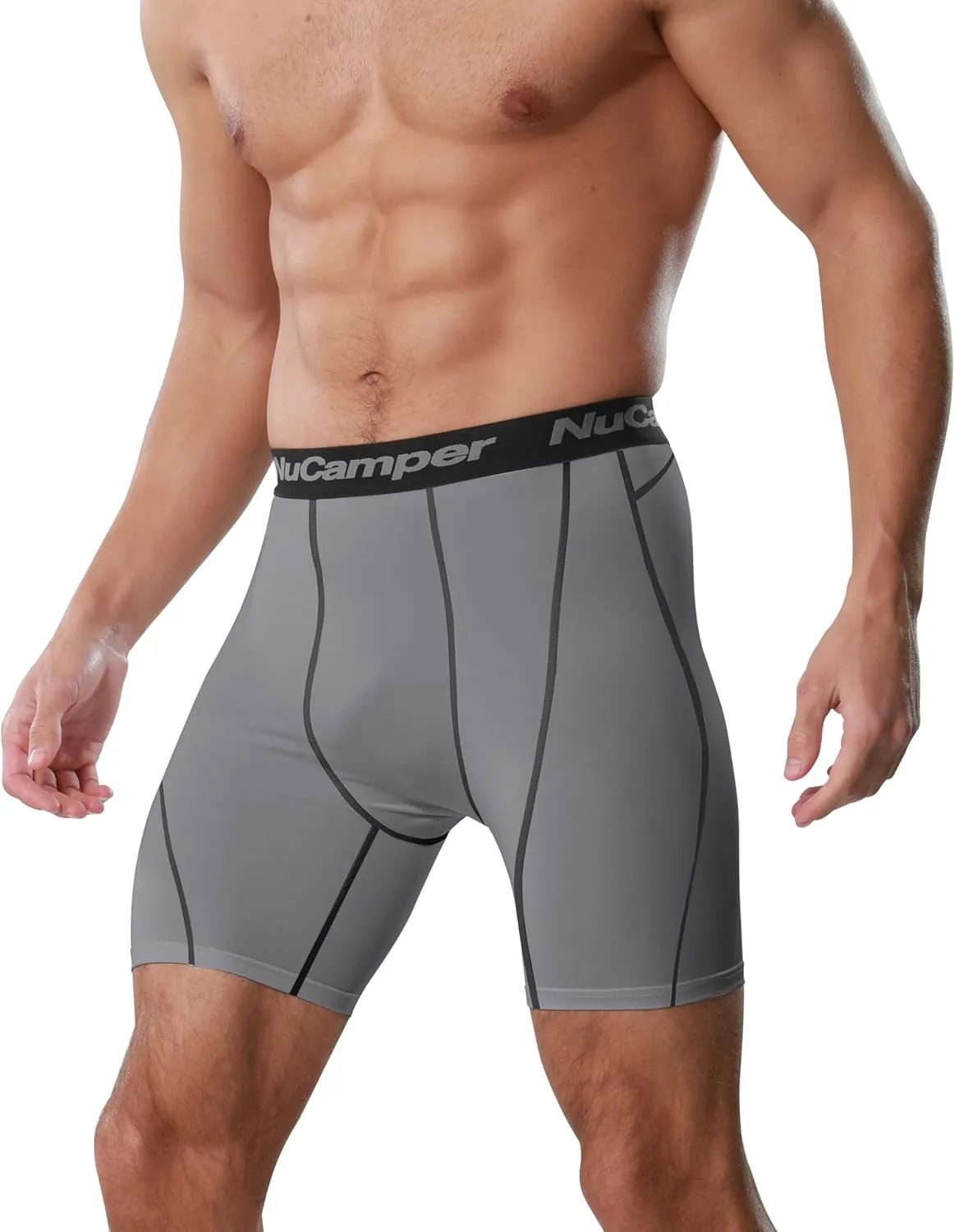 NuCamper Men's Compression Shorts Spandex Gym Baselayer Underwear Performance Workout Boxer Briefs Cool Dry Active Supporter